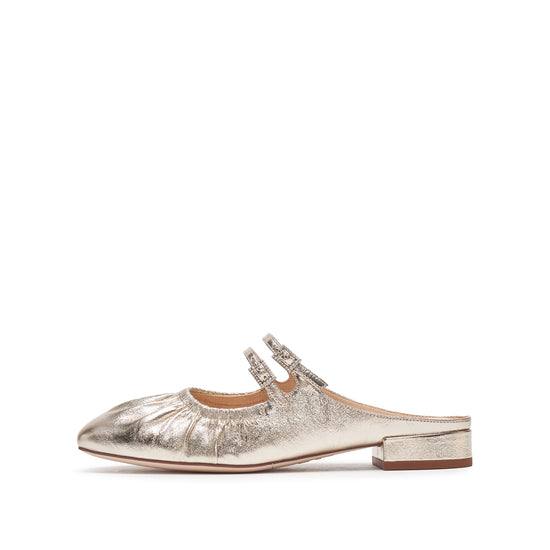 STACCATO Pleated Metallic Mule Sandals - EUE18AH5 - Champagne Gold