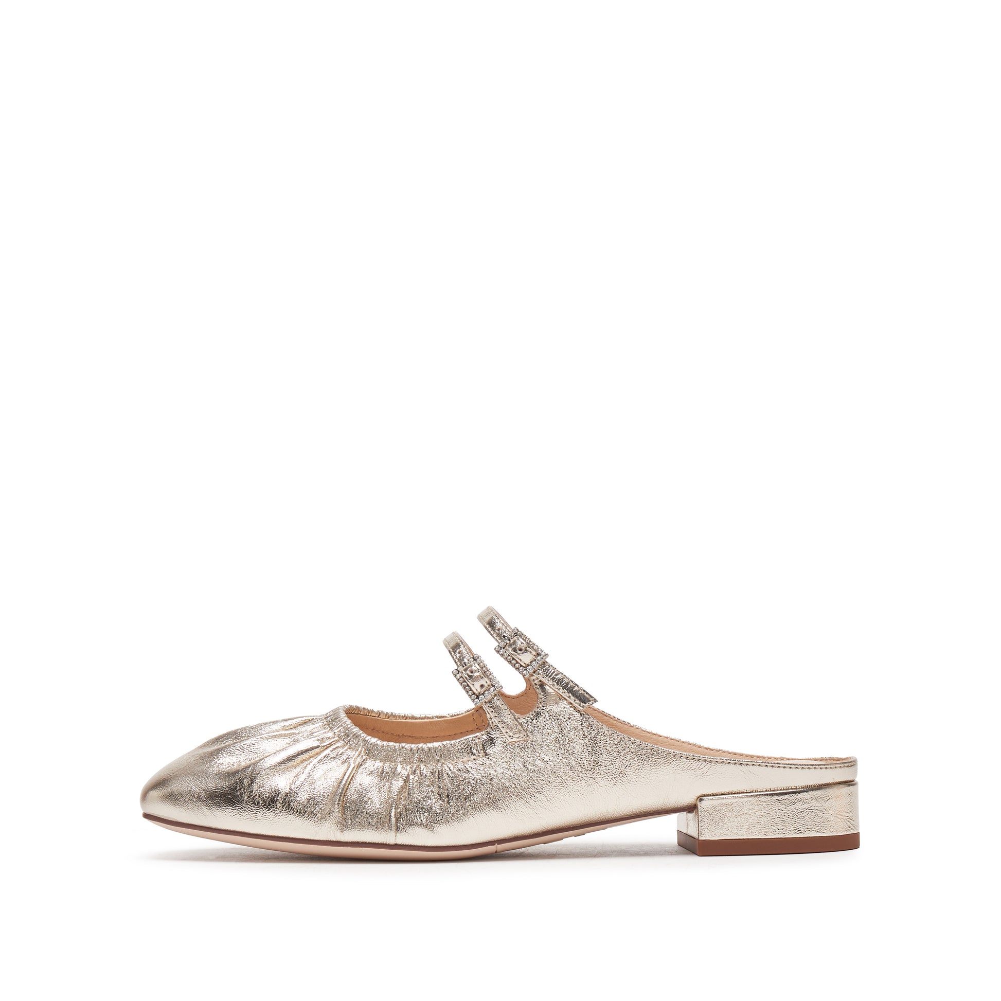 STACCATO Pleated Metallic Mule Sandals - EUE18AH5 - Champagne Gold