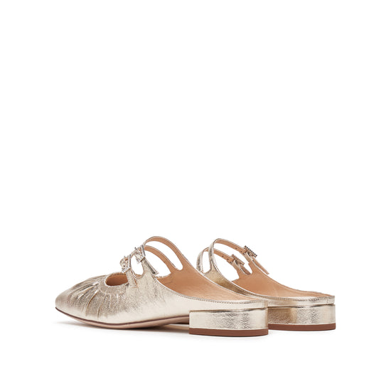 STACCATO Pleated Metallic Mule Sandals - EUE18AH5 - Champagne Gold