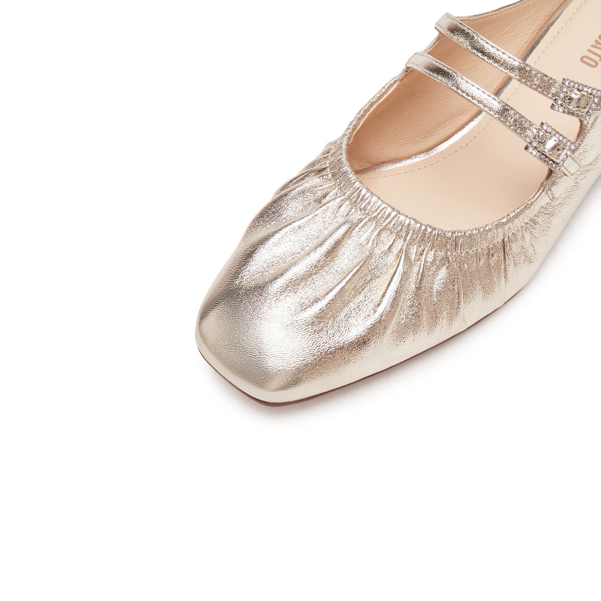STACCATO Pleated Metallic Mule Sandals - EUE18AH5 - Champagne Gold