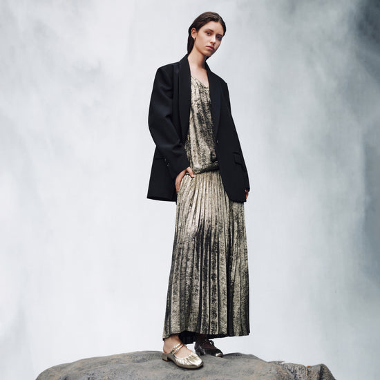 STACCATO Pleated Metallic Mule Sandals - EUE18AH5 - Champagne Gold