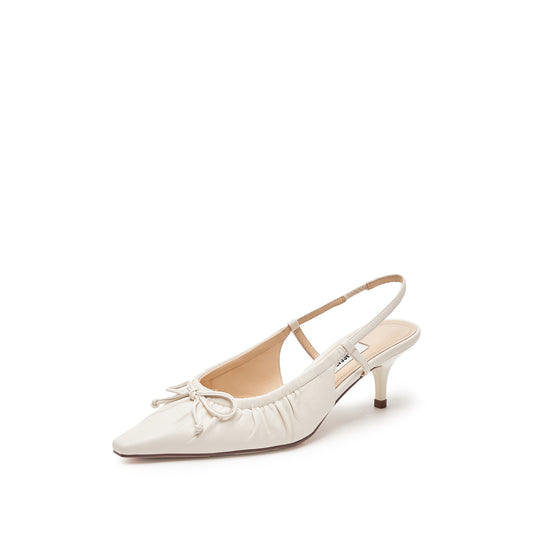 Sandals - "Golden Pleat" French Retro Pointed-Toe Heels EA215