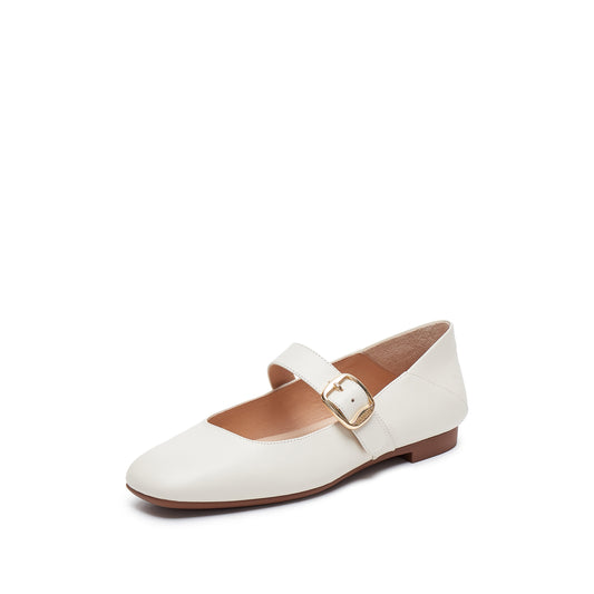 Mary Janes - "French Crème" Round-Toe Ballet Flats EPQ21