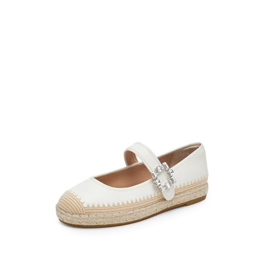 Mary Jane Shoes - EspaEase Glint Wheat Sugar Square Fisherman Flats 9UA49