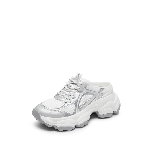 Sneakers - Silver Chunky Platform Slip-On Sneakers