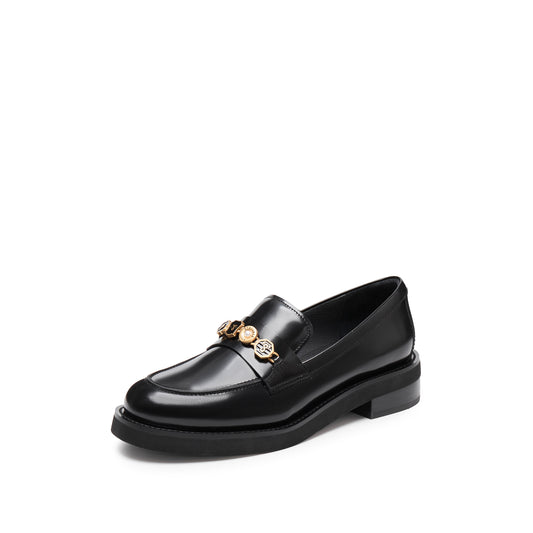 Loafers - Black Calf Leather Penny Detail Loafers 9UL01