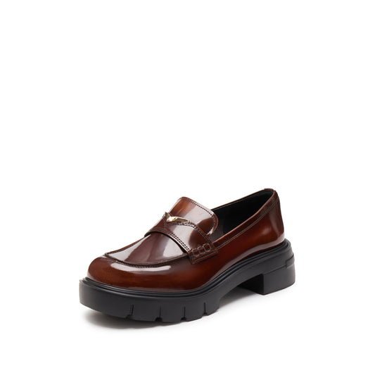 Loafers - Gold Buckle Platform Slip-On Loafers EGB03