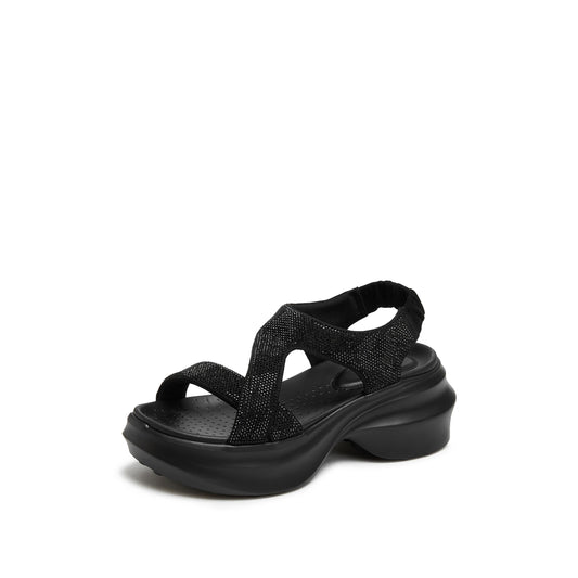 Sandals - Textured Fabric Platform Sport Sandals EE507