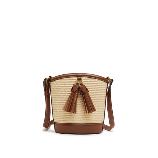 Bucket Bag - Natural Woven Straw Retro Shoulder Bag X8198