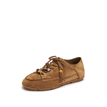 STACCATO 2026 Spring New Hazelnut Cream Leather Oxford Flats - EJR06AM6