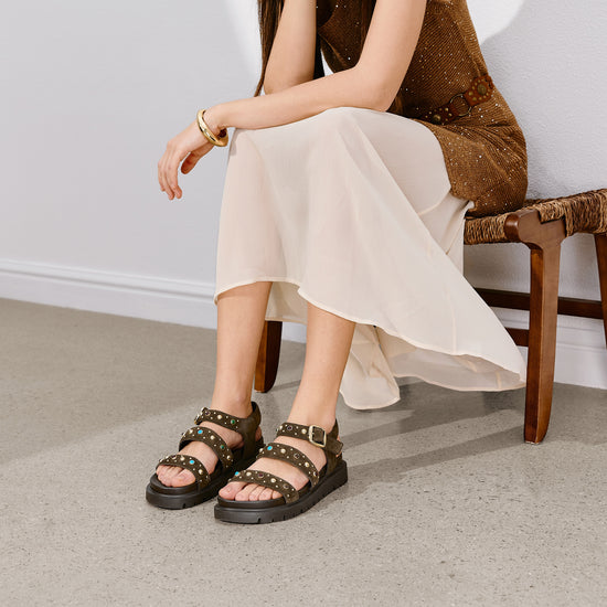 STACCATO Retro Roman Platform Sandals - EJO48BL6 - Camel Brown