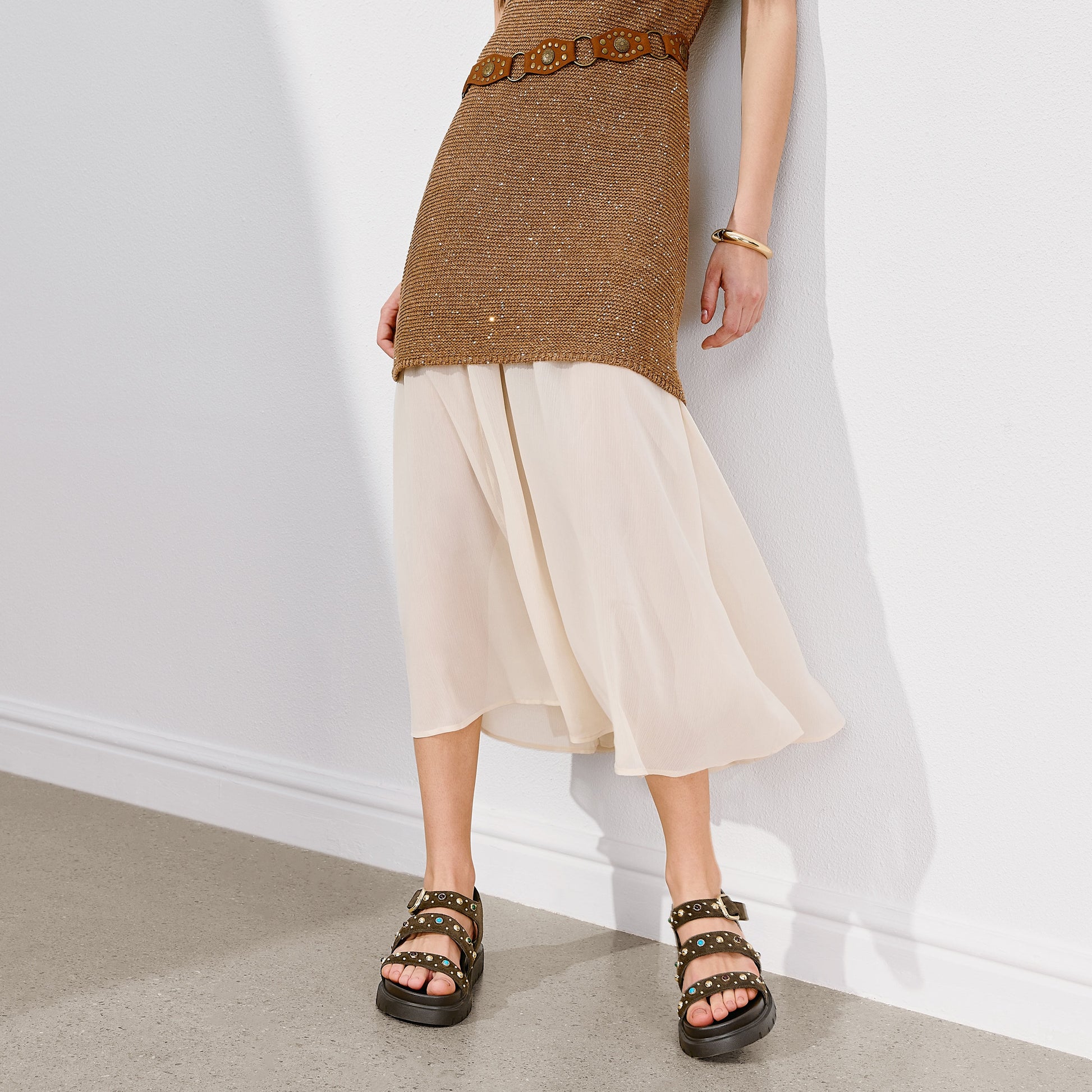 STACCATO Retro Roman Platform Sandals - EJO48BL6 - Camel Brown
