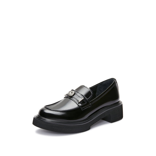 STACCATO 2025 Spring Wishing Coin Jazz Loafers - Women's Platform Leather Slip-ons (Style EGB13AA5)