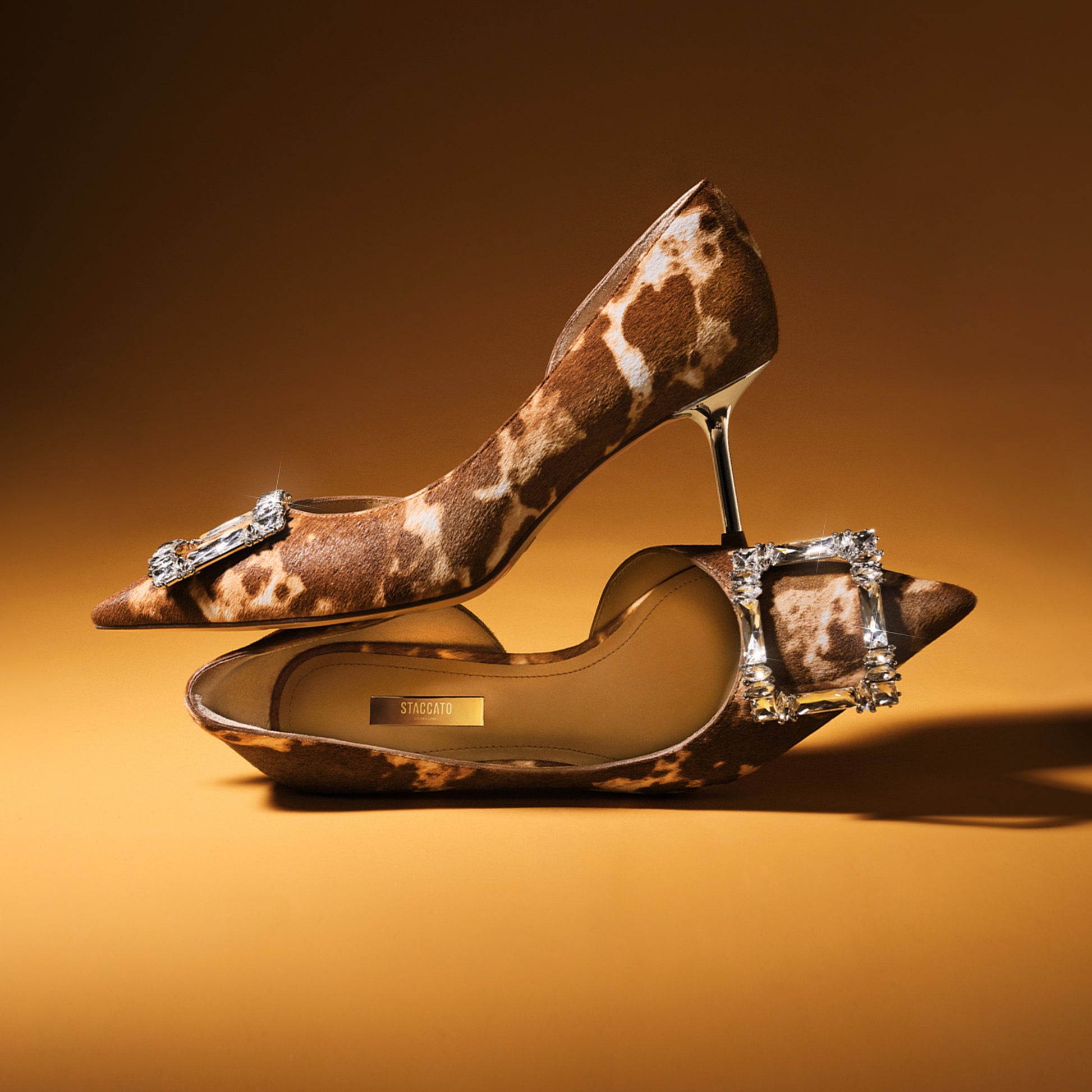 STACCATO Dionysus Crystal High Heel Pumps - Earth Brown Apricot