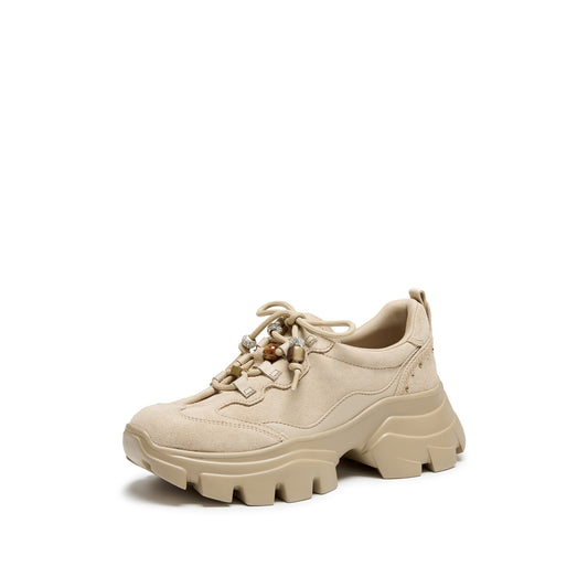 STACCATO Retro Platform Dad Sneakers - Milk Tea Apricot