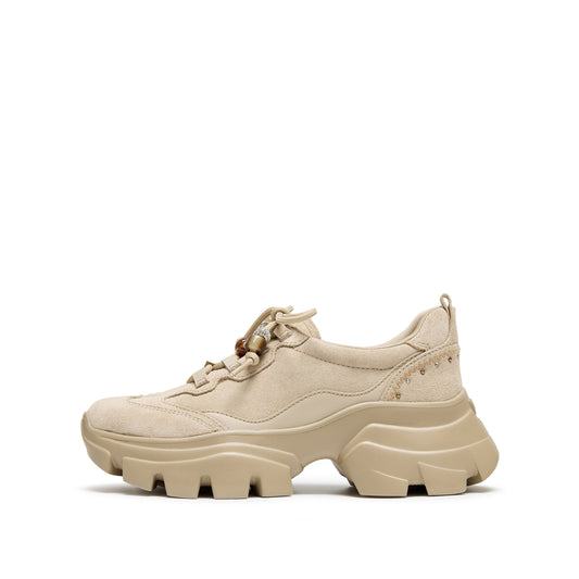 STACCATO Retro Platform Dad Sneakers - Milk Tea Apricot