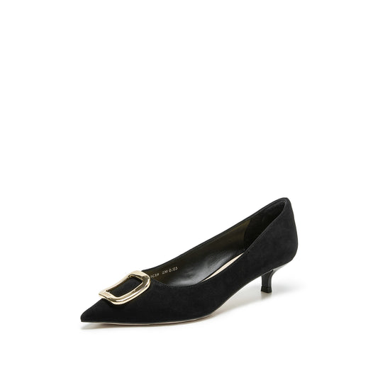 Elegant Black STACCATO block heel pumps, product view