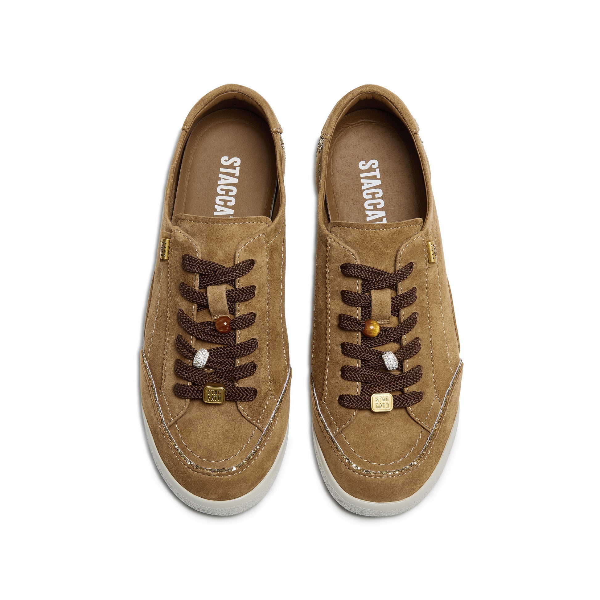 STACCATO Classic White Trainer Sneakers - Vintage Brown