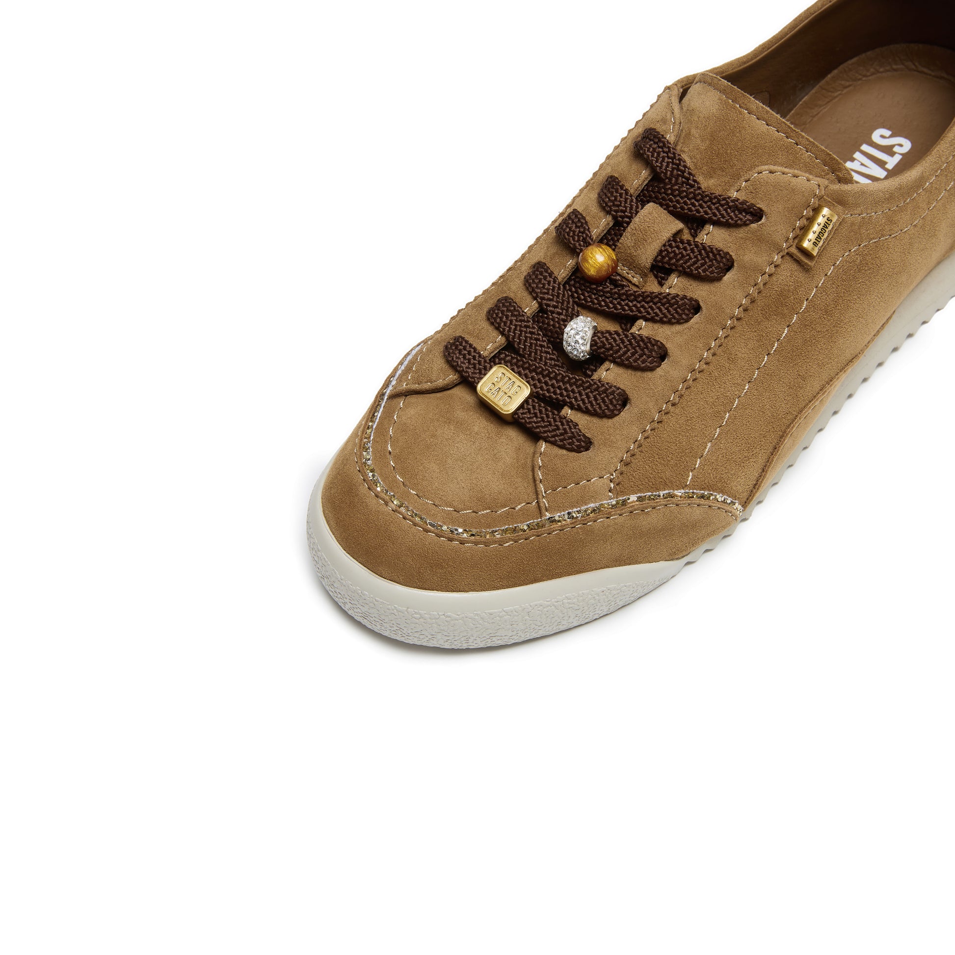 STACCATO Classic White Trainer Sneakers - Vintage Brown
