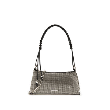 Shoulder Bag - Sparkly Silver Rhinestone Shoulder Bag X8335