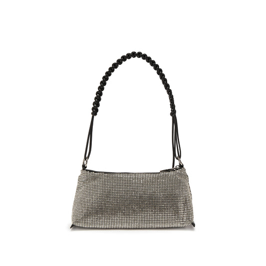 Shoulder Bag - Sparkly Silver Rhinestone Shoulder Bag X8335