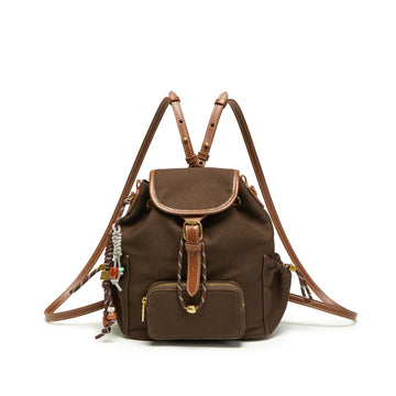 Backpack -  Vintage Backpack with Leather Trim X8389