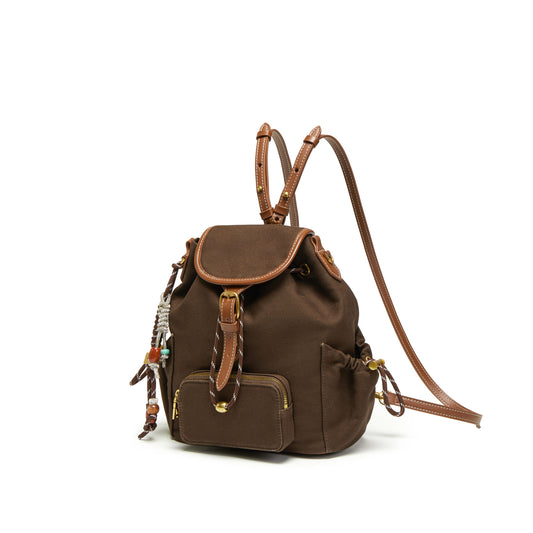 Backpack -  Vintage Backpack with Leather Trim X8389