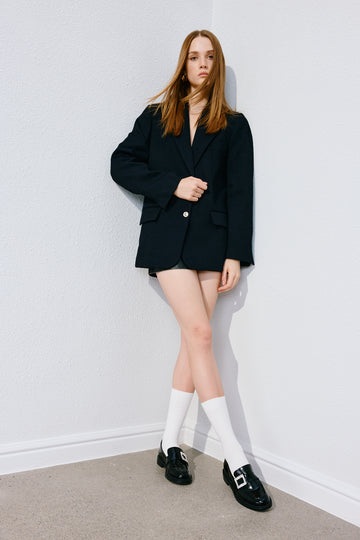 Loafers - Black Leather Slip-On Loafers 9UL22