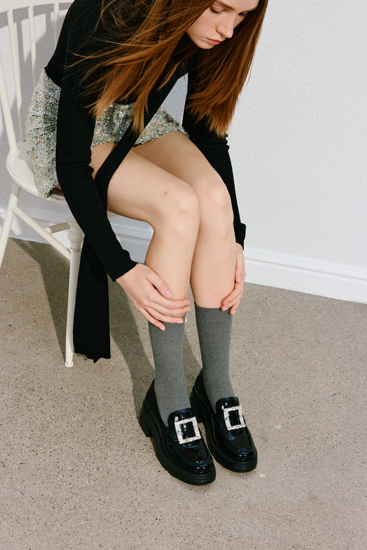 Loafers - Black Leather Slip-On Loafers EEZ07