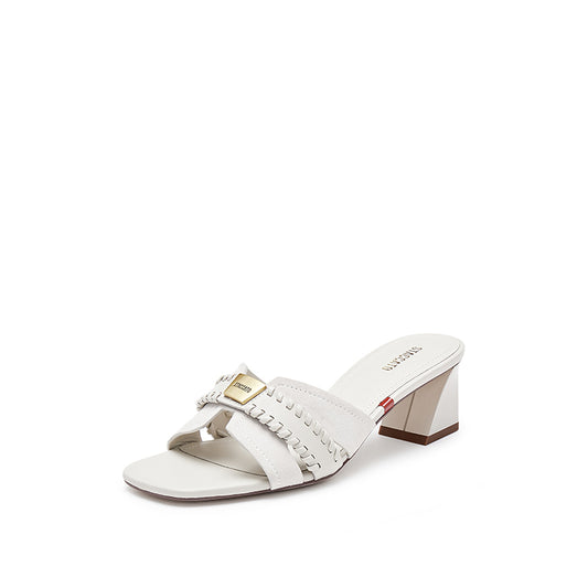 Sandals - Tropic Haze Square Open Toe Braided Strap Slide Sandals EBI39