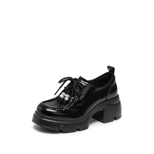 Loafers - Pearl Bow Chunky OxfordPlatform Loafers Y6361