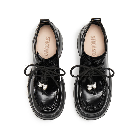 Loafers - Pearl Bow Chunky OxfordPlatform Loafers Y6361