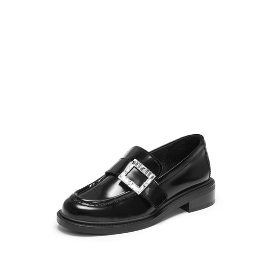 Loafers - Black Leather Slip-On Loafers 9UL22