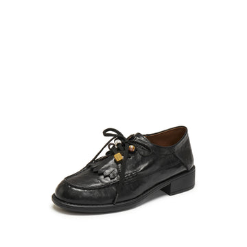 Loafers - Black Leather Slip-On Loafers 9UL25