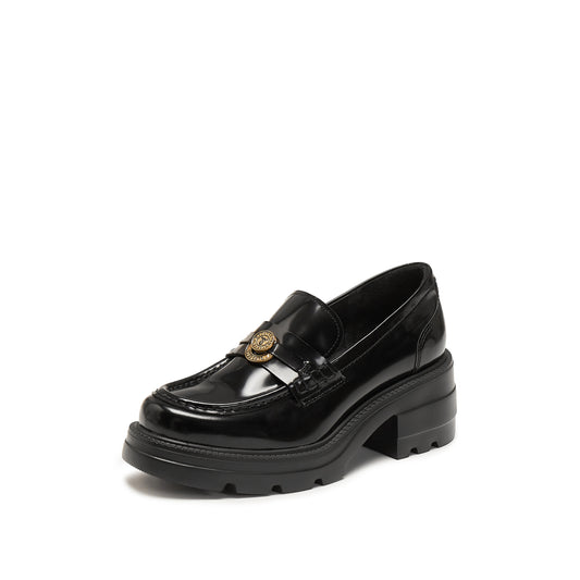 Loafers - Black Leather Slip-On Loafers EEZ05