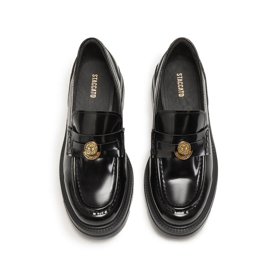 Loafers - Black Leather Slip-On Loafers EEZ05