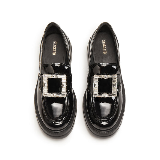 Loafers - Black Leather Slip-On Loafers EEZ07