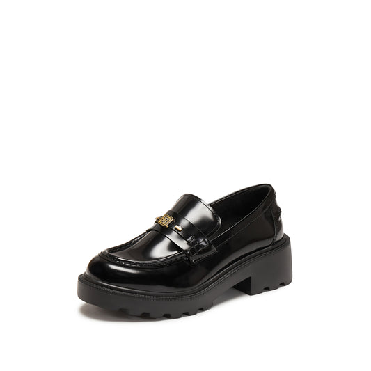 Loafers - Black Leather Slip-On Loafers EGB60