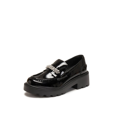 Loafers - Black Leather Slip-On Loafers EGB62
