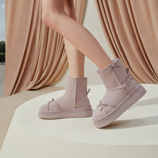 Boots – Cozy Fleece Bow Winter Snow Ankle Boots EIY07
