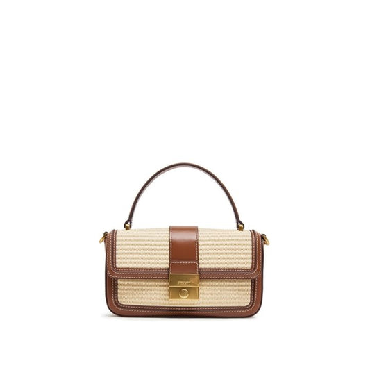 Shoulder Bag - Natural Woven Straw Square Retro Crossbody X8216
