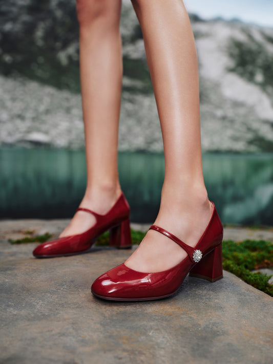 Mary Jane -  Patent Leather Chunky Block Heel Mary Janes